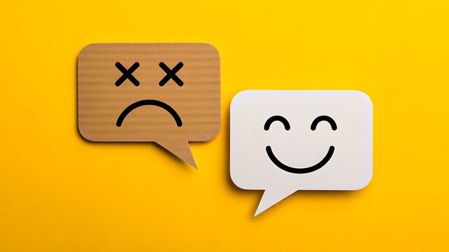 Customer feedback concept with happy and sad chat icons