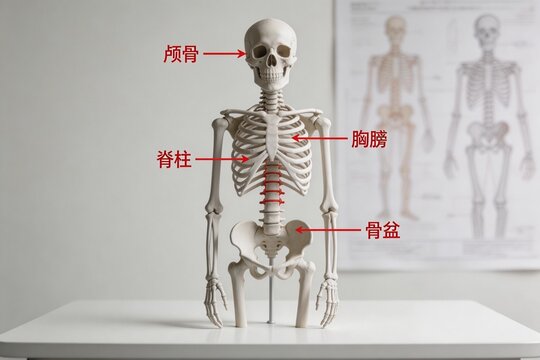 Human skeleton model with labeled parts