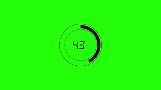 Digital timer counting up on green screen background stock footage