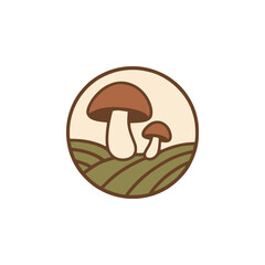 Obraz premium mushroom farm organic healthy food logo flat color vector illustration template design