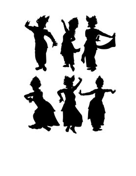 Balinese Indonesia traditional dancer costume, Legong Bali dance performance silhouette