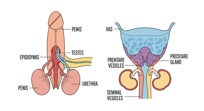 Detailed Diagram of Male Reproductive and Urinary Systems.