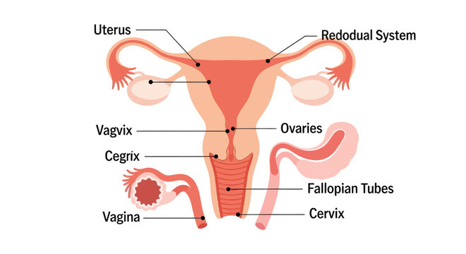 Detailed Diagram of the Female Reproductive System Anatomy.