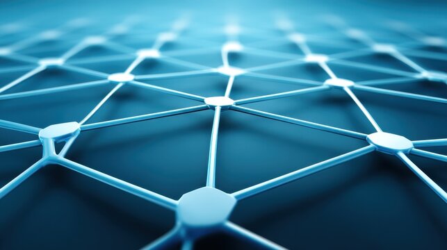 Abstract network structure of nodes and connections in a digital environment showcasing depth, technology, data connections, and innovation concepts effectively