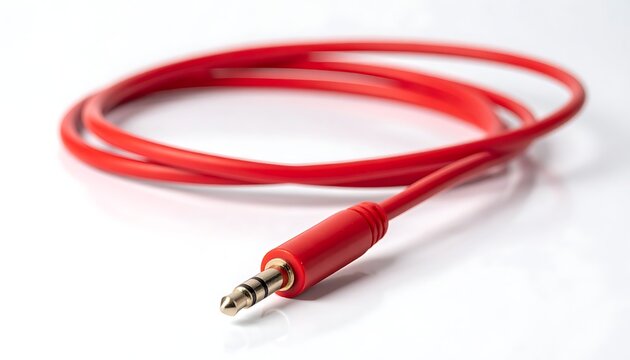 Red audio cable coiled (1)