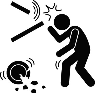 Broken Plate Accident Icon Falling Object Danger Concept Minimal Pictogram