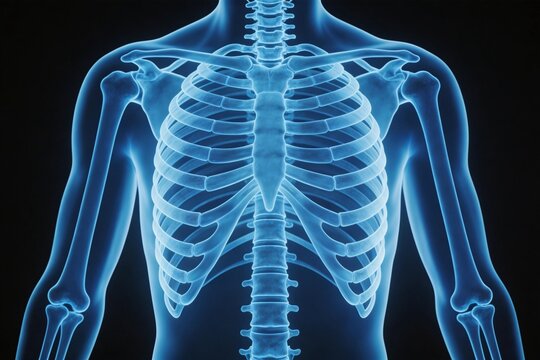 Human skeletal chest and spine