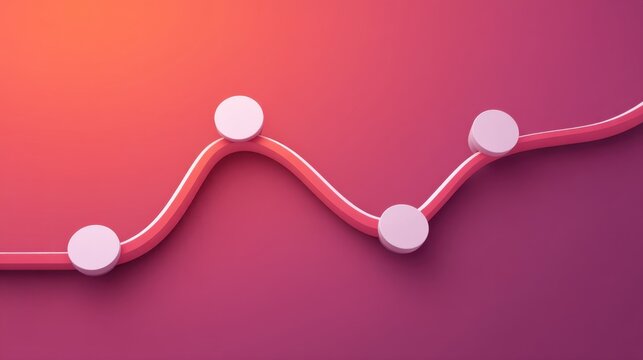 Abstract Digital Growth Graph with Smooth Lines and Circular Markers on a Vibrant Gradient Background for Business and Marketing Concepts