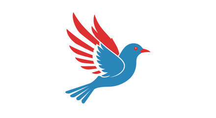 Fototapeta premium Blue bird with red wings flying, symbol of freedom and hope