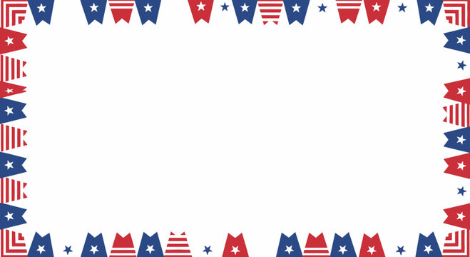 USA Patriotic Border Frame with Stars and Stripes Bunting Flags