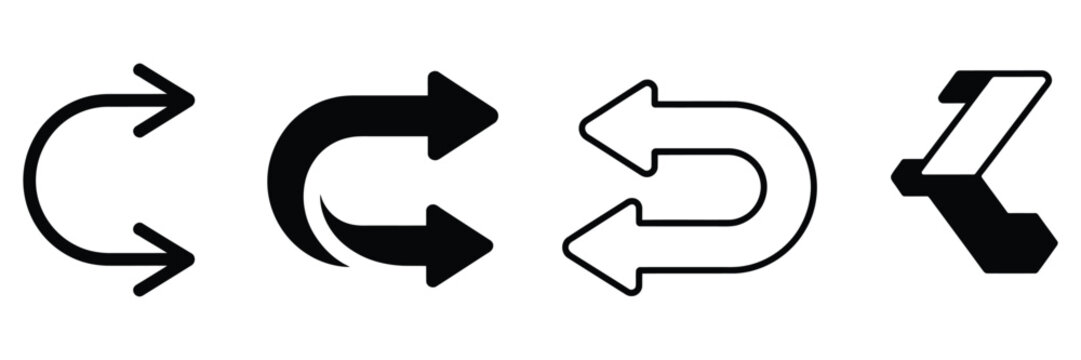 Left right arrow curved direction icon, turn arrow corner icon vector, direction symbol, curved navigation arrow, back above left right circular, clean modern design