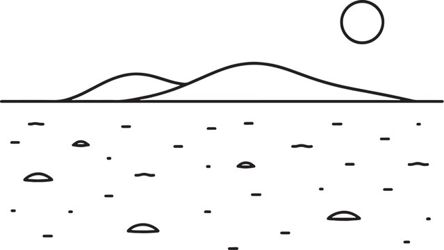 Bahrain Sand Flat Minimal Line Art Icon