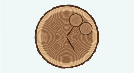 Fototapeta premium Tree Ring Clock Concept, Wood Slice Time Symbol, Growth Rings Background