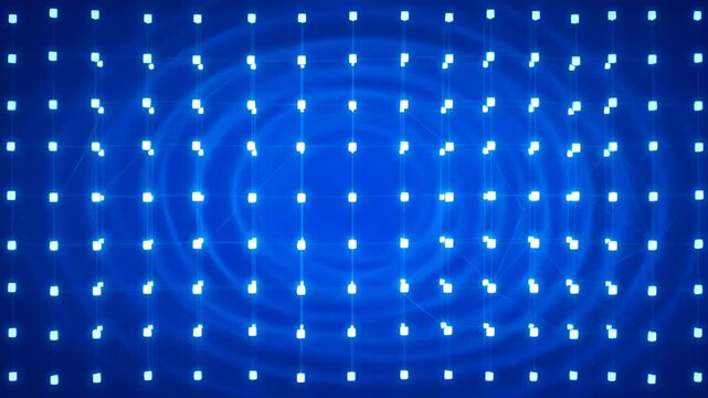 Blue abstract light pattern with glowing square grid and circular wave background, green light grid abstract digital background with glowing square nodes and vertical lines, abstract digital grid