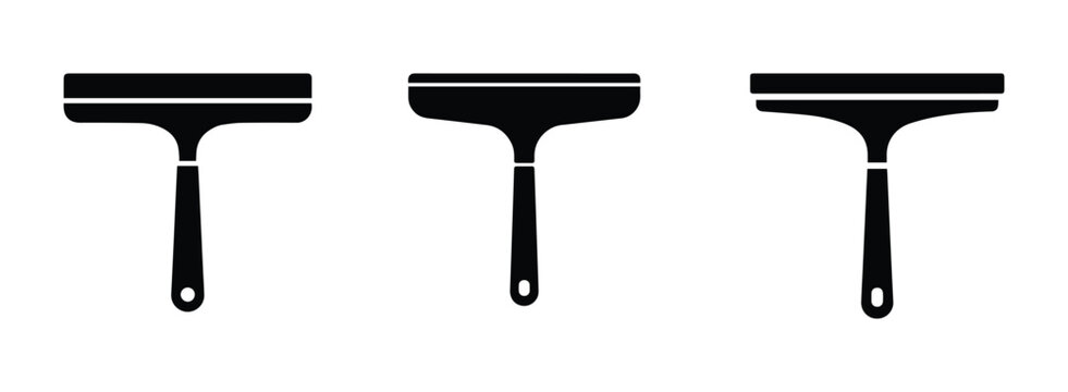 Minimalist black squeegee for window cleaning silhouette vector icon