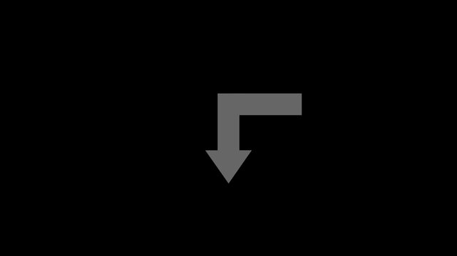 Arrow pointing down progression in three frames black background high quality