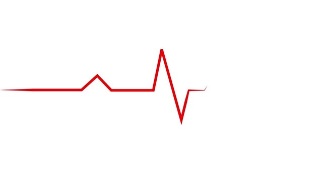 Heartbeat line progressing from flatline to normal rhythm on white background