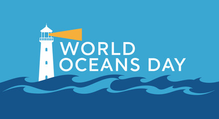 Naklejka premium World Oceans Day awareness campaign logo.