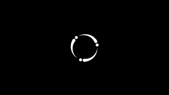 Rotating circle loading animation progression three frames on black background