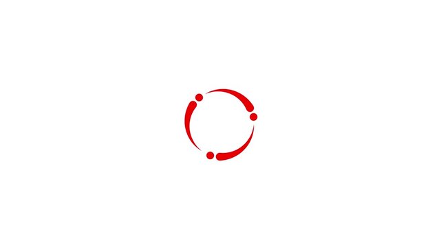 Red circle with dot rotating clockwise on white background looping animation