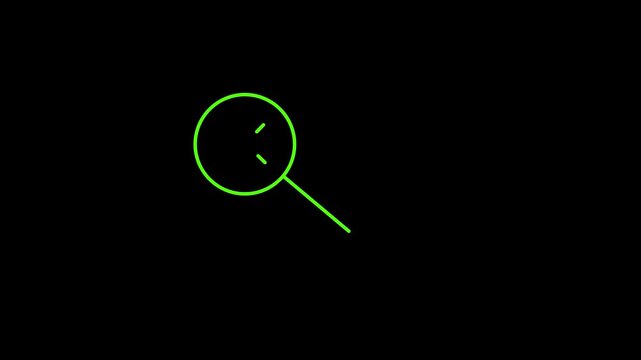 Magnifying glass animation sequence on black background high quality professional detailed