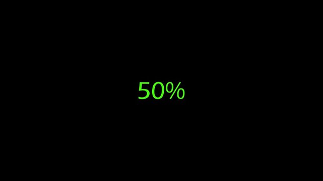 Battery charge level indicator with fifty percent capacity on black background
