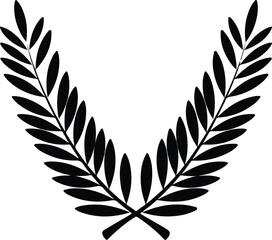 Obraz premium Black silhouette of a laurel wreath symbol for victory and achievement.
