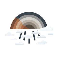 Naklejka premium Abstract earth tone rainbow and rain with clouds