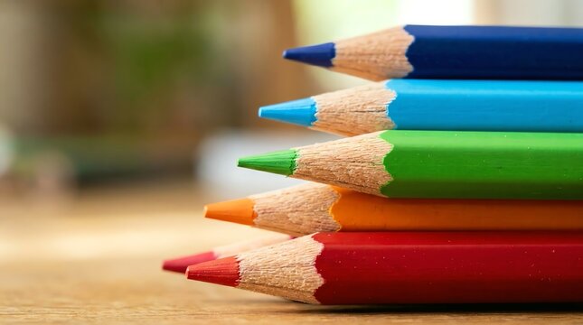 Colorful Pencils Stack Established for Creative Art and Drawing Use
