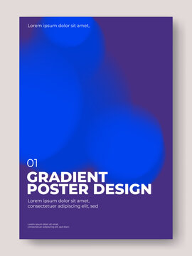 Abstract Blue Gradient Poster Design with Blurry Fluid Spheres, Modern Minimalist Template for Cover and Branding Identity