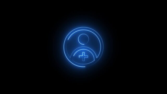 Glowing Blue Medical with Plus Sign Neon Light Circle Animation Healthcare Symbol medical healthcare symbol..