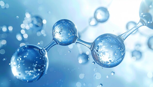 水分子が化学構造を形成する抽象的な科学的ビジュアライゼーション画像