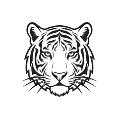 Fototapeta premium Tiger head logo vector icon illustration line outline on white background. 