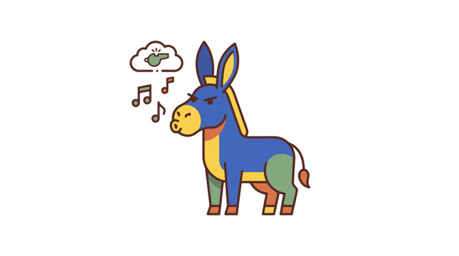 Cartoon Donkey with Musical Notes and Thought Bubble.