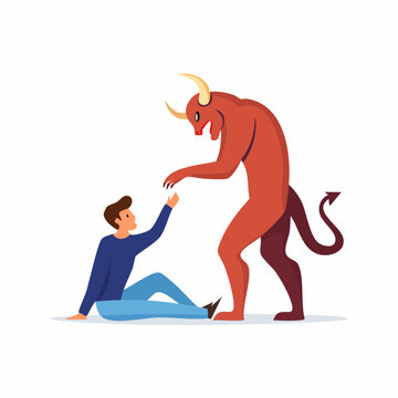 人間を誘惑する悪魔のイラスト