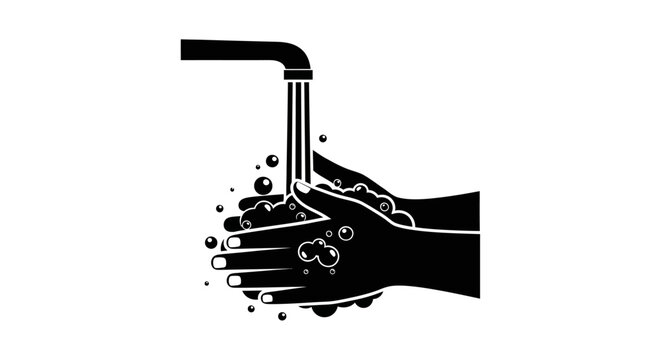Hand under a running faucet.