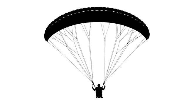 Person flying with a parachute.