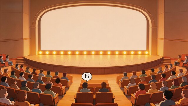 Audience in theater facing empty stage