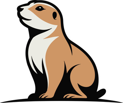 Cute prairie dog mascot sitting in upright position with tan and white colored fur coat.