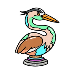 Obraz premium Whimsical bird sculpture with pastel colors and glitter base