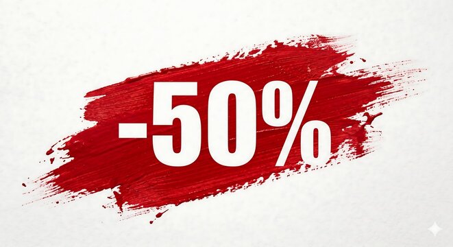 50 percent discount red brush stroke