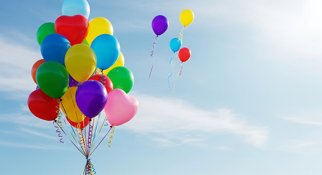 Colorful balloons floating in the sky on transparent background high quality professional