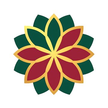Colorful floral geometric mandala with layered petals, symmetrical ornamental design in vibrant traditional style