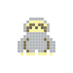 Fototapeta premium A flat pixel design made of geometric square color blocks on a clean icon layout. Pixel art sloth