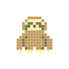 Fototapeta premium A flat pixel design made of geometric square color blocks on a clean icon layout. Pixel art sloth