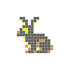 Fototapeta premium A flat pixel design made of geometric square color blocks on a clean icon layout. Pixel art rabbit
