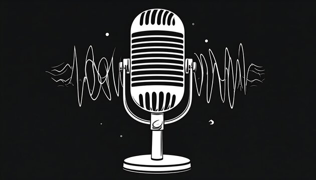 Retro mic sound waves