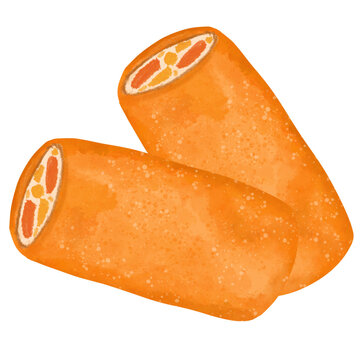 Risol Indonesian Food Watercolor Illustration