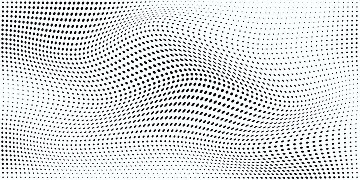 Dotted wave halftone black on white background