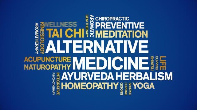 Alternative Medicine animated word cloud-text design animation tag kinetic typography seamless loop.